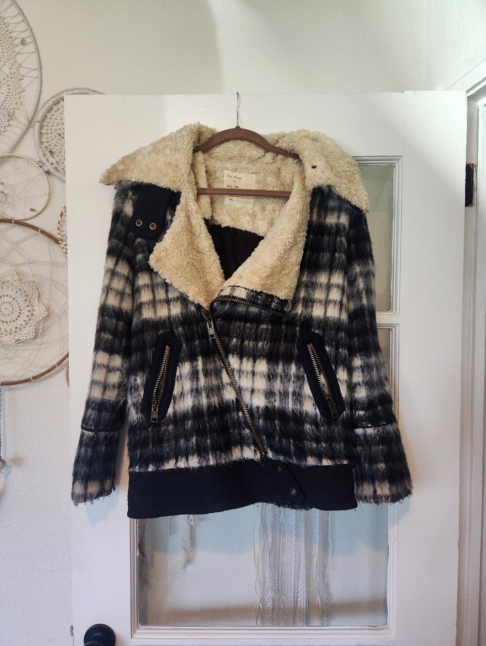 Free People 1970 Oversized Furry Moto Jacket